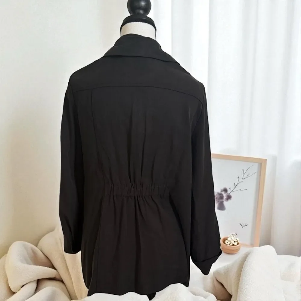 New With Tags Black Anna Cai New York Ruffle Open Front Jacket Size Medium_3